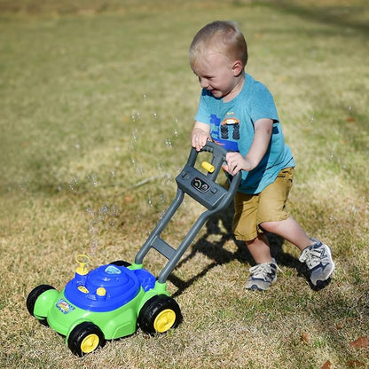 Bubble N Go Lawn Bubble Mower for Toddlers, Bubble Blowing Machines, Indoor/Outdoor Gardening Toy, Birthday Party, No Batteries Required, Includes 24oz Bubble Solution and 24 Refill Packs, Ages 2+