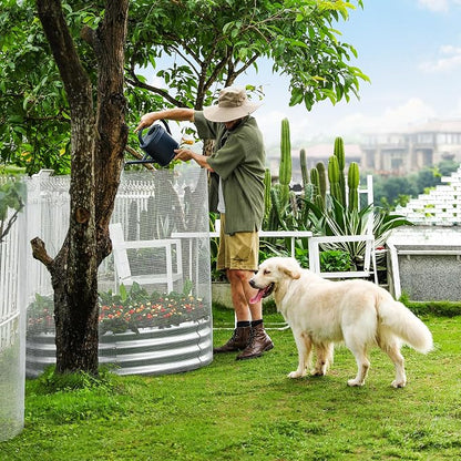 Land Guard 4×4×3ft Galvanized Raised Garden Bed Kit, Round Galvanized Planter Raised Garden Boxes Outdoor, Large Metal Raised Garden Beds for Vegetables, Silver