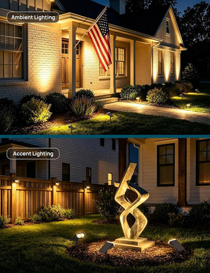 Linkind Solar Lights Outdoor Waterproof IP65, StarRay Dusk-to-Dawn Outdoor Solar Lights, 3 Lighting Modes Solar Spot Lights Outdoor for Garden, Yard, Landscape (Warm White, 4 Pack)