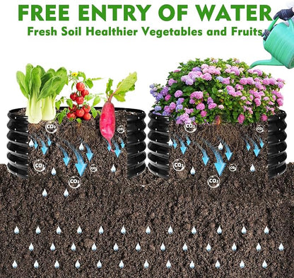 YSEJOMP 17" Tall 40" Diameter Round Raised Garden Bed Kits Outdoor Black | 1.5 FT Tall,3.3FT Planter Bed for Flowers,Herbs,Vegetables,Trees,0.8MM Thick Galvanized Metal Painted,with Gloves,Tool free