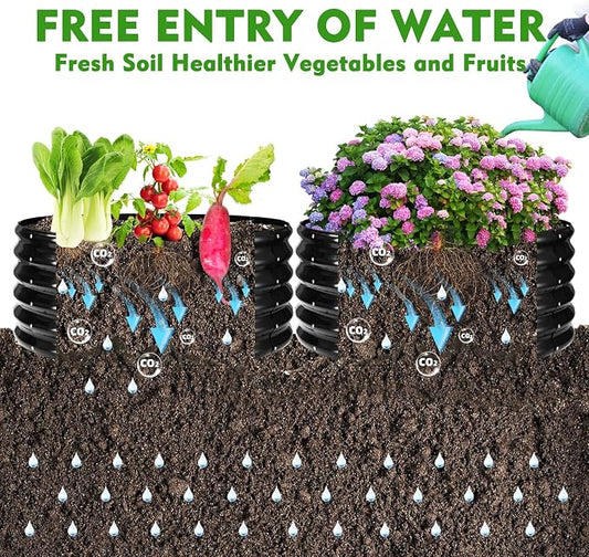 YSEJOMP 17" Tall 40" Diameter Round Raised Garden Bed Kits Outdoor Black | 1.5 FT Tall,3.3FT Planter Bed for Flowers,Herbs,Vegetables,Trees,0.8MM Thick Galvanized Metal Painted,with Gloves,Tool free