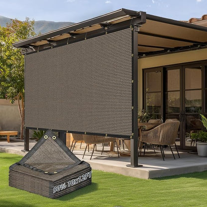 90% Sun Shade Cloth, Kesfitt 10x12FT Garden Shade Cover with Reinforced Grommets, Mesh Tarp Sun Privacy Screen for Greenhouse, Plant, Pergola, and Backyard Patio Sunshade
