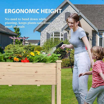 BlueWish 72''L x 23''W x 30''H Outdoor Cedar Garden Bed, 2x6 FT Raised Garden Bed with 8 Drainage Holes & 6 Legs, Elevated Planter Boxes for Gardening, Vegetable, Flower, 661lbs Capacity, Natural