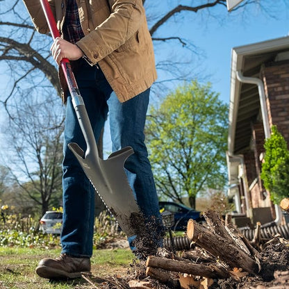 Root Slayer 22511 XL Garden Shovel, Serrated Blade, Fiberglass Shaft, Red