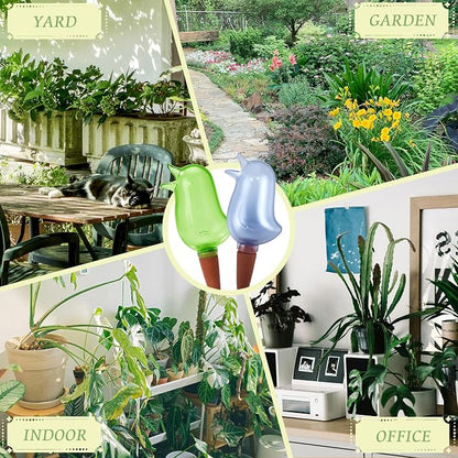 4 Pack Self Watering Spikes, Indoor Plant Watering Globes, Bird Shape Automatic Irrigation Spikes,Plant Watering Devices (Green&Blue)