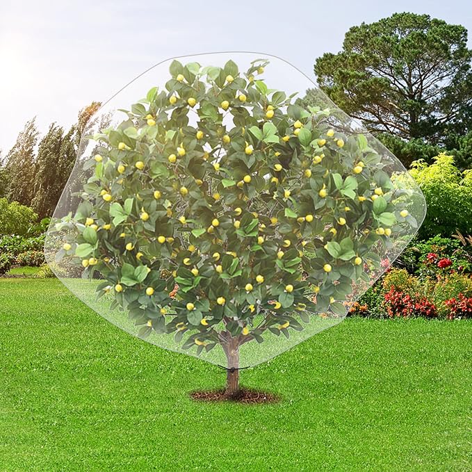 Alpurple 6.5 x 8.2 Feet Insect Bird Barrier Netting Mesh with Drawstring -Garden Bug Netting Plant Cover for Protect Plant Fruits Flower from Insect Bird Eating