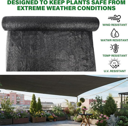 winemana 120x6 FT Outdoor Shade Cloth for Garden & Plants - 40% Large Black Mesh Tarp, UV Resistant Woven Shade Fabric for Greenhouse Farm Row Cover Vegetables Sun Protection Poultry Run