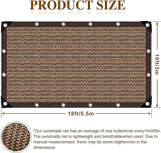 80% Sunblock Shade Cloth Net Resistant - 10x18Ft Garden Shade Mesh for Plant Cover, Greenhouse, Chicken Coop, Kennels, Tomatoes Plants