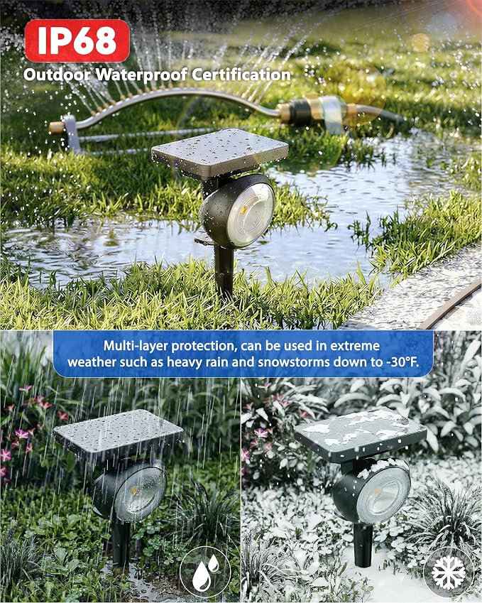Focusing Solar Spot Lights Outdoor Waterproof, RGB+3CCT Tree Uplights 8Pack | Multicolor Focused Lens Spotlight, Dusk-to-dawn Light, Stake or Wall Mounting for Yard Landscape Garden Path Halloween Decor