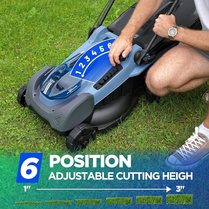 18" Cordless Push Lawn Mower for Small Yards, 40V Brushless Electric Mower with 4.0Ah Battery & Charger, 6 Heights & 2-in-1 Mulch/Bag