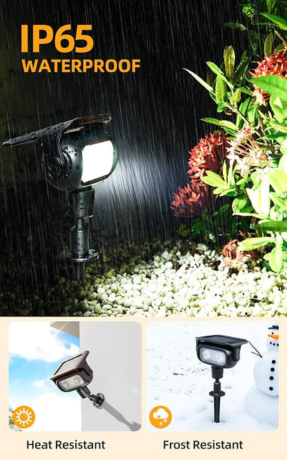 ROSHWEY Solar Spot Lights Outdoor, Waterproof Spotlights with 2 Brightness Mode, Landscape Lighting Solar Lights for Garden, Yard, Pathway (Cool White, 4 Pack)