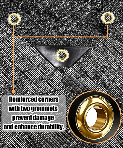 40%-50% Black Sun Shade Cloth for Garden -12 X 20Ft Mesh Tarp with Grommets | Sunshade Net for Vegetables, Greenhouse, Plants Cover, Patio, Chicken Coop, Barn & Kennel, Tomatoes