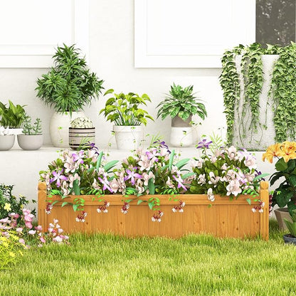 Giantex Raised Garden Bed, Wooden Planter with Drainage Holes, Rectangular Plant Box for Vegetables Flowers Herbs Fruit Growing, Raised Container for Garden Patio Balcony, Easy Assembly