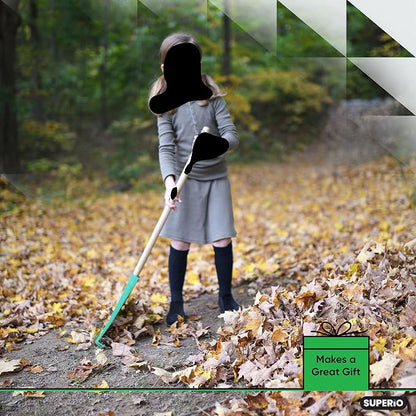 Superio Kids Garden Rakes, 2 Pack, Rakes with Wooden Handle, Plastic Head, 34" (Green)