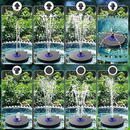 SZMP 3.5W Upgraded Glass Panel Solar Fountain with Auto White LED Night Show, Anti-Drift & Run-Dry Protection, 7 Nozzles Floating Bird Bath Fountain for Garden, Pond, Outdoor (Black)