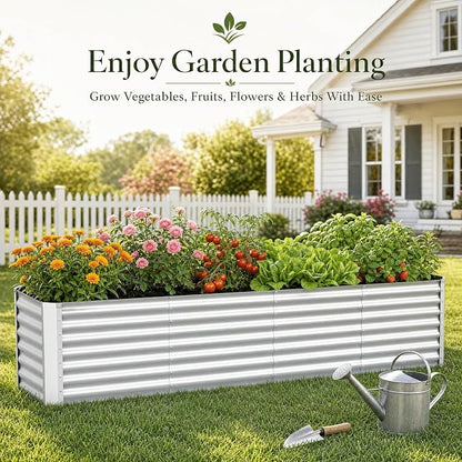 8x2x2FT Galvanized Raised Garden Beds Outdoor,Planter Raised Beds for Gardening, Vegetables, Flowers,Large Metal Garden Box,Deep Plant Flower pots Outdoor (Galvanized, 1Pack)