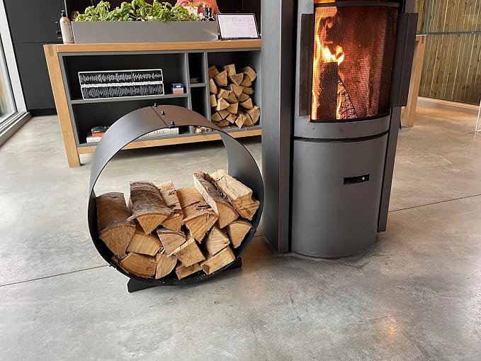 TheRackCo. Circular firewood rack for wood storage, metal for fireplace