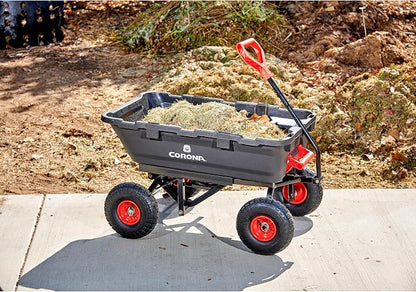 Corona Poly Dump Cart 400 Pound Capacity Quick Release Dumping 10 Inch Pneumatic Tires for Gardening