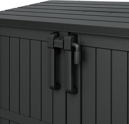 LHBGO Outdoor Storage Shed 36 Cu. Ft. Resin Garden Horizontal Storage Large Capacity Weather Resistant Storage Box, Lockable Resin Waterproof Shed