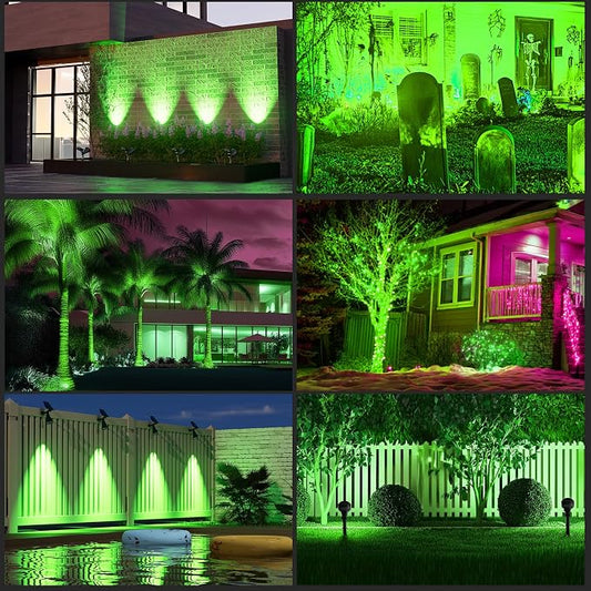 T-SUN Solar Spotlight LED Outdoor Wall Light, IP65 Waterproof, Auto-on at Night/Auto-Off by Day, 180°Angle Adjustable for Tree, Patio, Yard, Garden, Driveway, Stairs, Pool Area (Green)