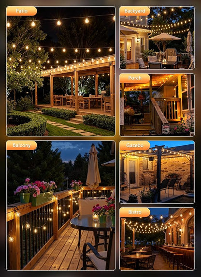 Brightown Outdoor String Lights, 55FT 17 G40 Bulbs Shatterproof Patio Lights, Waterproof Dimmable Hanging Connectable Globe LED Outdoor Lights for Backyard, Bistro, Porch, Deck, Balcony