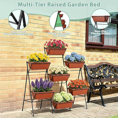 Sunexinlo Vertical Garden Planter Freestanding Raised Bed for Herbs Flowers Vegetables, Indoor Outdoor for Patio Balcony Deck