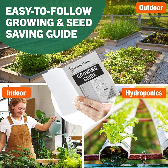 Open Seed Vault |15,000 Heirloom Seeds | 18 Seed Types | Survival Seeds | 2026 Season | Non GMO Vegetable and Fruit Seeds | Planting Outdoor & Indoor Garden
