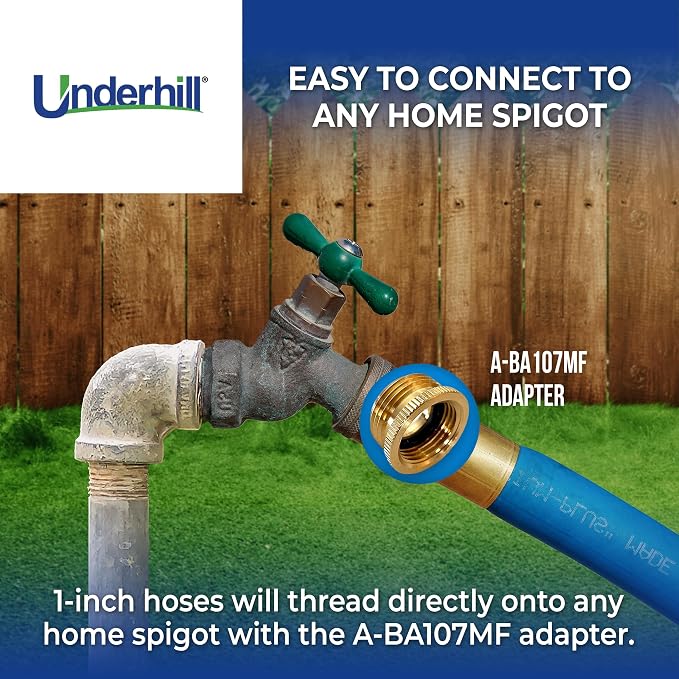 Underhill UltraMax Commercial Garden Water Hose 75 ft, Lightweight, Flexible, Anti-Kink, All Weather, 1200 psi, H10-075B, 1 Inch x 75 ft, Blue