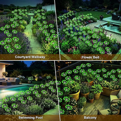 Solar Garden Lights Outdoor, 2 Pack New Upgraded Solar Swaying Starburst Light, Waterproof Fireworks Solar Lights, Yard Patio Pathway Decoration, Green