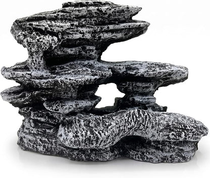 Ceramic Heavyweight Snow-Capped Mountain Aquarium Decorations - Natural Stone Powder Fish Tank Cave, Layered Rockery Hideout & Reptile Ornament