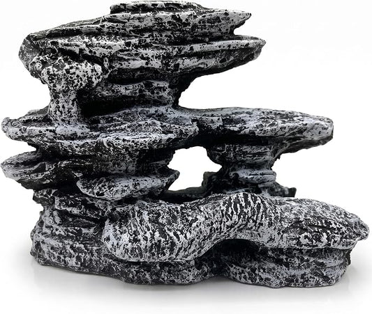 Ceramic Heavyweight Snow-Capped Mountain Aquarium Decorations - Natural Stone Powder Fish Tank Cave, Layered Rockery Hideout & Reptile Ornament