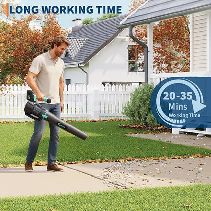 DEXSO Cordless Leaf Blower - 650 CFM / 200 MPH2 Speed 21-Volt Lithium-ion 4.0Ah Battery and Charger Included