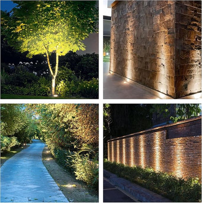 JESLED Outdoor Landscape Lights, Low Voltage In Ground Well Lights, 6 Pack | 6000K Warm White, 6W LED, 12V/24V, IP67 Waterproof, 5-Ton Pressure Resistant & 90° Beam for Driveway Decks Step Garden