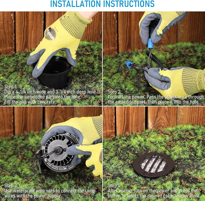 LEONLITE 6-Pack Dia. 4 Inch 5CCT Well Light Grated Top Black | 1800K/2700K/3500K/4000K/5000K, 12-24V AC/DC, CRI90, Landscape LED In Ground Outdoor, Low Voltage Garden Landscaping, Aluminum