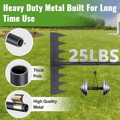 Weeding Rake,70 Inch Manual Weeder Tool with Long Handle for Weeding Loosening Soil Cultivating Heavy Duty Metal 8 Teeth Weed Puller Tool for Backyard, Lawn, Garden Beds