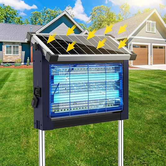 Solar Bug Zapper Outdoor Waterproof, USB-C Rechargeable Mosquito Zapper, 4500V Electric Insect Killer, Solar Mosquito Trap Fly Zapper for Patio Garden Backyard Camping Garage(Deep Blue)