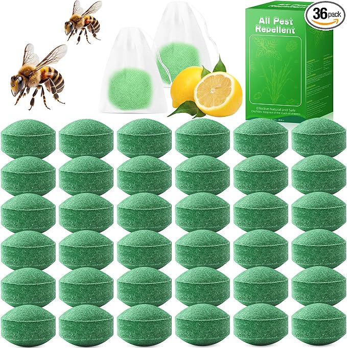 36 Pack Natural Wasp & Bee Repellent Outdoor, Peppermint Oil Carpenter Bee Deterrent for Yellow Jackets, Hornets & Mud Wasps, Safe for Patio, Garden, Porch, Indoor & Outdoor Use