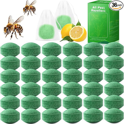36 Pack Natural Wasp & Bee Repellent Outdoor, Peppermint Oil Carpenter Bee Deterrent for Yellow Jackets, Hornets & Mud Wasps, Safe for Patio, Garden, Porch, Indoor & Outdoor Use