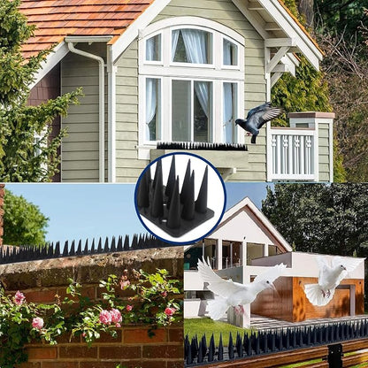 Defender Spikes for Bird, Cat, Pigeon and Small Animals 8pack- Protect Your Sofa, Garden, Outdoor Walls, Plastic Security Fence Spikes- Black