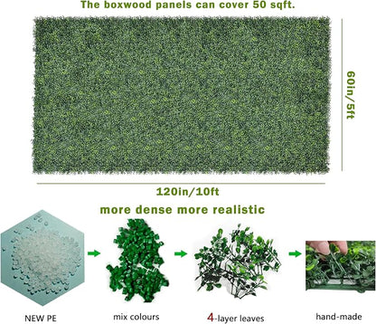 Bybeton 60"x120"(50sqft) Ultra-Dense Boxwood UV Privacy Fence | Ultra-Dense 50sqft Zero-Gap Privacy. UV-Proof & Odorless. Easy DIY Snap-Together. For Fence, Balcony & Garden.