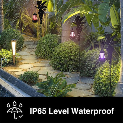 Solar Fairy Garden Accessories Outdoor 1 Pair - Metal Stakes Decorative Figurines Housewarming Ornament for Patio, Lawn, Yard, Pathway - Unique Gift Ideas for Mom Grandma (Type B Color-Shifting)