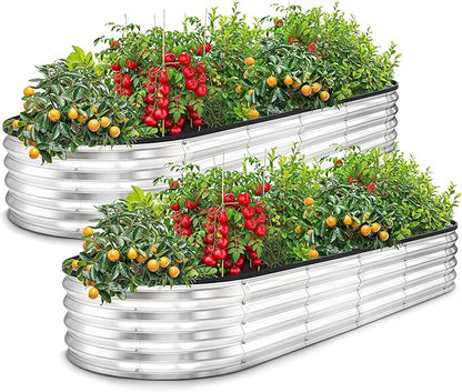 Utopia Home Galvanized Raised Garden Bed, 2 Pack 6x2x1 Ft Lightweight Planter Boxes Outdoor with Easy Assembly, Large Garden Bed for Vegetables, Fruits, Flowers, Silver,