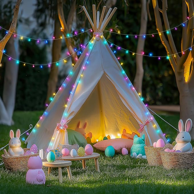 JMEXSUSS Easter Lights Clear Wire Outdoor Indoor, 168ft 600 LED Multicolor Easter String Lights Plug in for Bedroom Tree Room Party Decorations