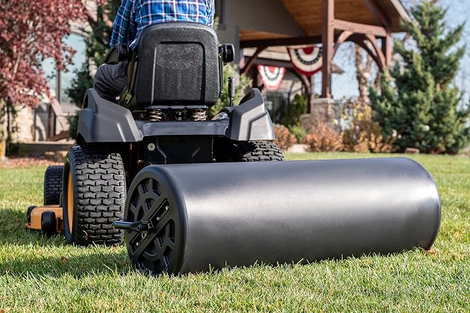 Agri-Fab 18 in x 48 in Tow Behind Poly Lawn Roller for Lawn and Garden Tractors, 550 lb Water Capacity, Made in USA