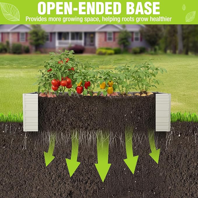 WORKPRO 7.5x4x2ft Outdoor Galvanized Raised Garden Bed, Rust-Resistant Planter Raised Beds for Vegetable, Flowers, Herbs, White