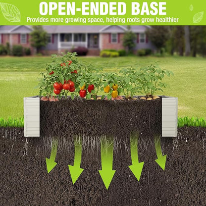 WORKPRO 7.5x4x2ft Outdoor Galvanized Raised Garden Bed, Rust-Resistant Planter Raised Beds for Vegetable, Flowers, Herbs, White
