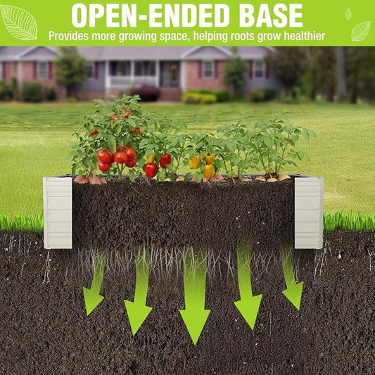 WORKPRO 7.5x4x2ft Outdoor Galvanized Raised Garden Bed, Rust-Resistant Planter Raised Beds for Vegetable, Flowers, Herbs, White