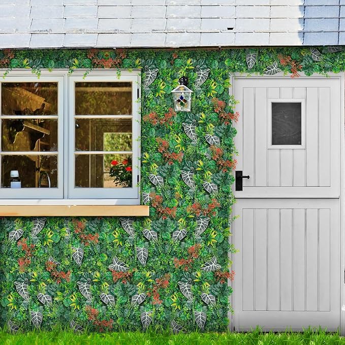 Grooy 20"x20"(16pcs) Grass Wall, Artificial Boxwood Panels, Grass Backdrop Wall for Privacy Screen, Sun Protected Green Hedge Panels for Outdoor, Indoor, Garden, Fence, Backyard and Décor