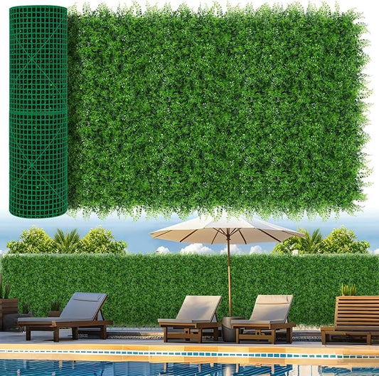 Grooy 40"x120"(33.33 SQFT) Artificial Hedge Grass Wall Roll Panels, Boxwood Panels, Greenery Wall Backdrop, UV Protected Privacy Fence Screen for Outdoor Indoor Wedding Décor
