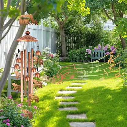 Bear Wind Chimes for Outside, Bear Gifts for Men Women Nature Lovers Metal Windchimes Outdoors, Mountain Forest Wildlife Design Home Garden Patio Yard Decor